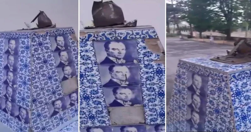 Atatürk büstüne çirkin saldırı: Şüpheli serbest bırakıldı