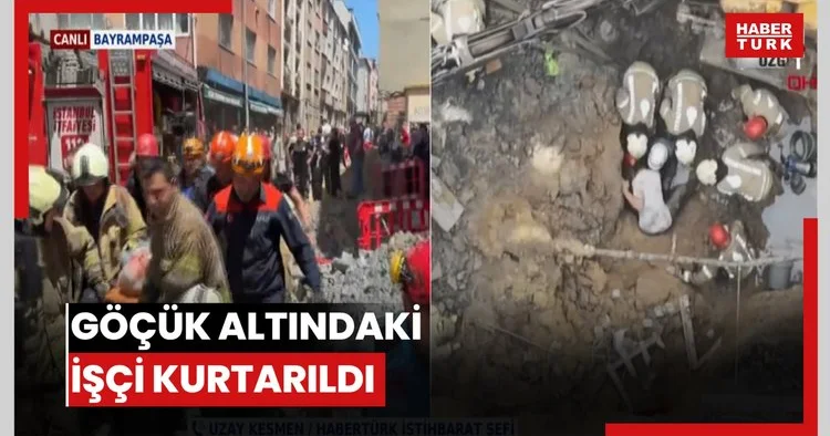 işçinin kurtarıldığı anları