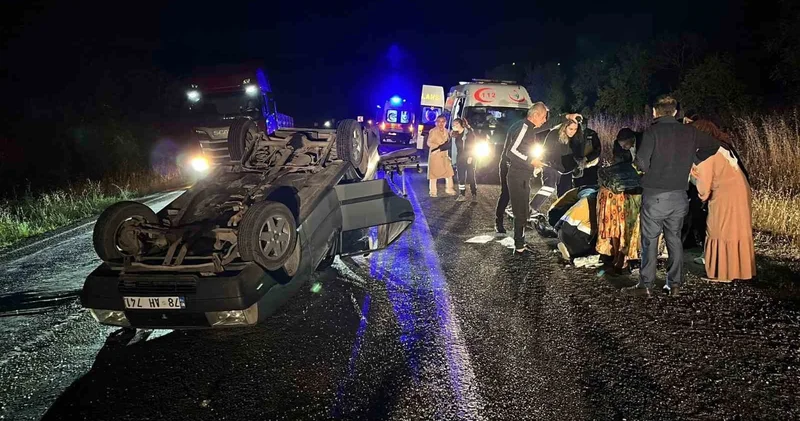 Kontrolden çıkan otomobil takla atıp ters döndü: 1’i çocuk 4 yaralı