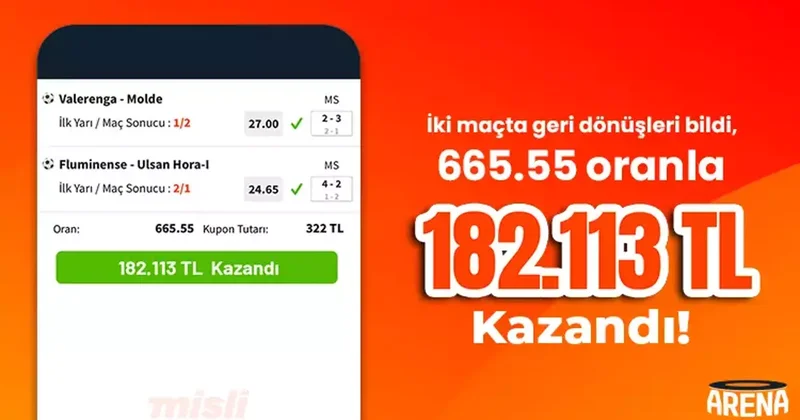 İki maçta geri dönüşleri bildi, 665.55 oranı tutturarak 182.113 TL nin sahibi oldu! İddaa Spor Haberleri