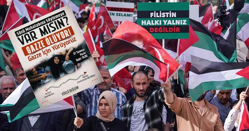 Köklü Değişim grubundan Gazze eylemi: AKP Genel Merkezi nden Cumhurbaşkanlığı Külliyesi ne doğru yürünecek