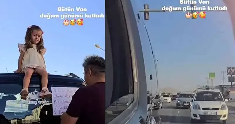 Van da sürücüler, Umay Aden için kornaya basıp doğum gününü kutladı