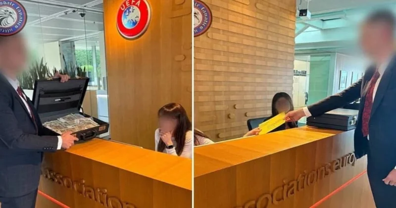 UEFA ya bir çanta para götürdüler: Hepsi sahte çıktı