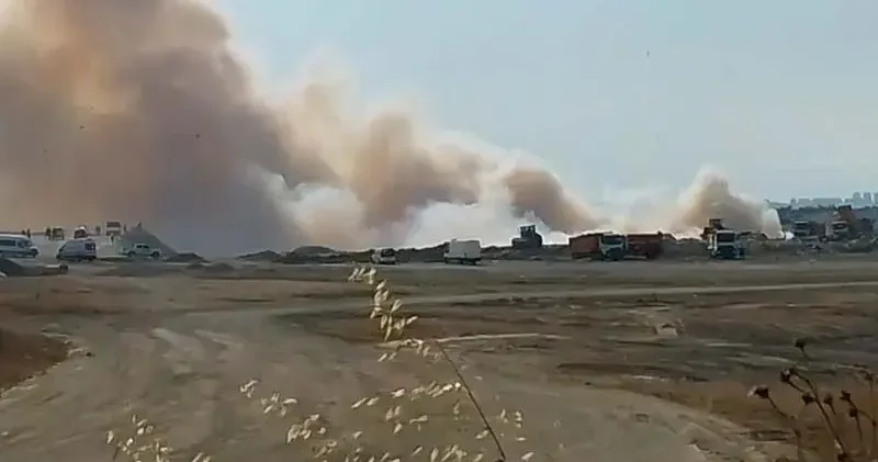 Silivri de çöp döküm sahasında yangın
