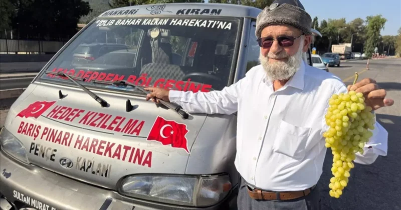 Denizlili Elmacı Dede bu kez İzmir deki Mehmetçiğe üzüm getirdi