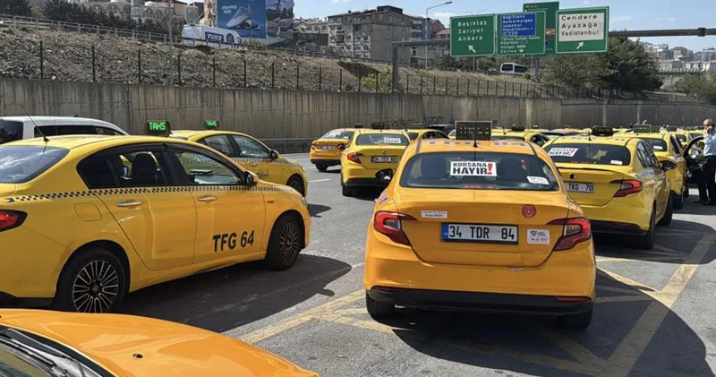 Taksicilerden korsana hayır konvoyu