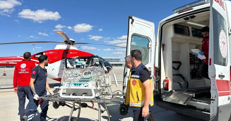 Helikopter ambulans yenidoğan hasta için havalandı