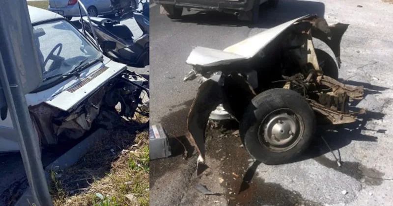 İkiye bölünen araçtan sağ salim çıktılar Sözcü Gazetesi