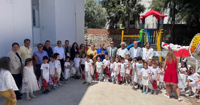 Bodrum da okula sivil toplum kuruluşlarının desteğiyle yapılan çocuk parkı açıldı Muğla Haberleri