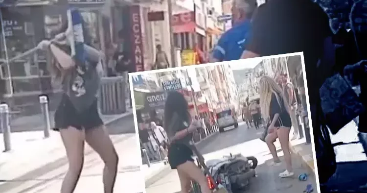 Belediye işçisine saldıran 2 genç kız tutuklandı! Fırça sapıyla vurup motosikletini devirdiler: O anlar kamerada