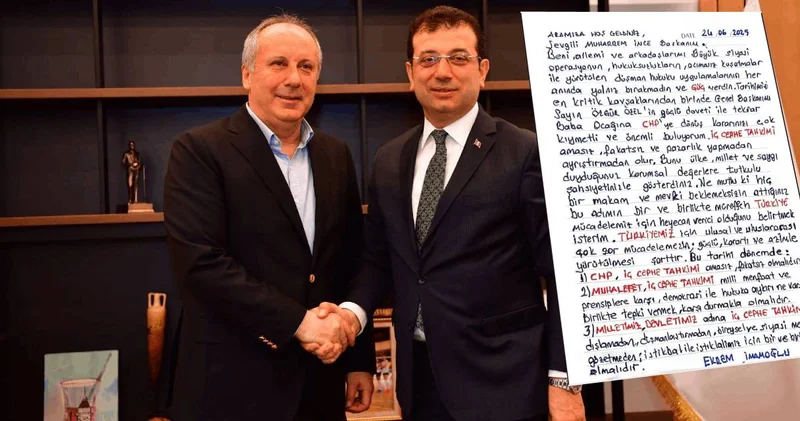 Muharrem İnce, İmamoğlu ndan kendisine gelen mektubu paylaştı: Birleşe birleşe kazanacağız
