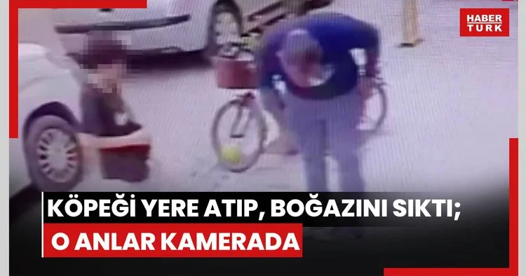 Köpeği yere atıp, boğazını sıktı; o anlar kamerada