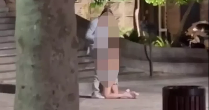 Kimseyi umursamadan tarihi bina önünde ilişkiye girdiler