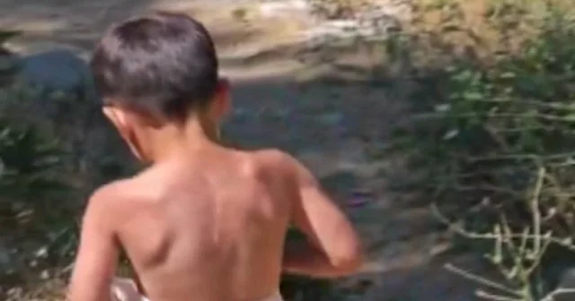 Serinlemek için suya girmek isteyen minik market poşetinden kendine mayo yaptı VİDEO İZLE