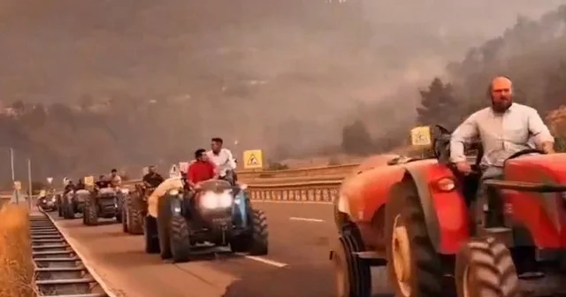 İznikli çiftçiler Bilecik teki orman yangını için traktörleriyle seferber oldu VİDEO İZLE