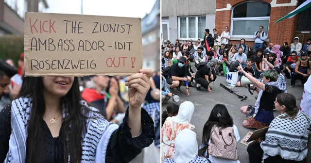 Brüksel de İsrail Büyükelçiliği önünde protesto gösterisi Avrupa Haberleri