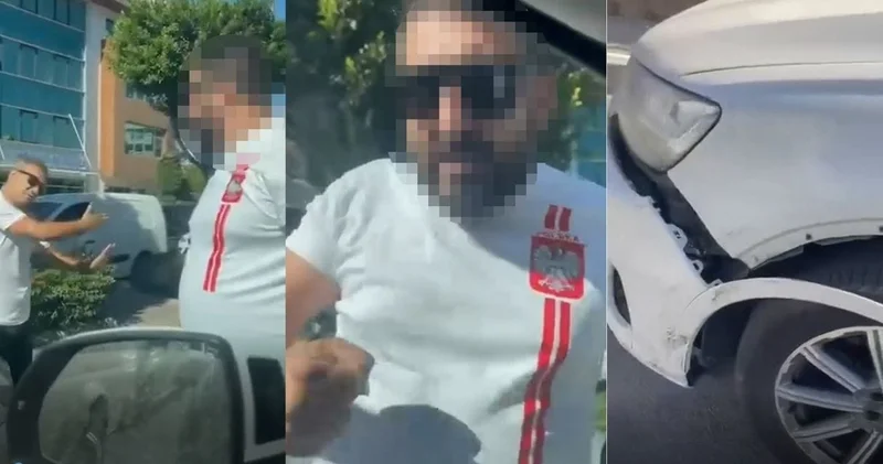 Trafik magandası yol kesip aracın camını yumrukladı