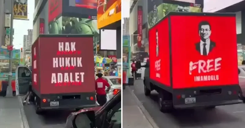 New York sokaklarında İmamoğlu kamyonu