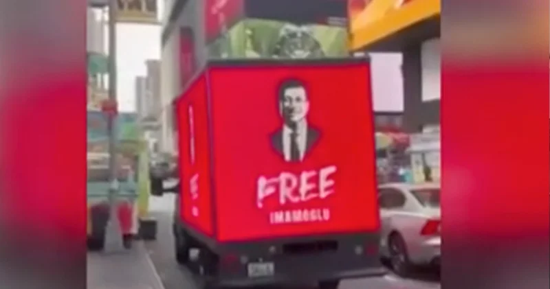 Cumhurbaşkanı Erdoğan ın ABD ziyaretinde New York’ta “Free İmamoğlu” kamyonları görüldü