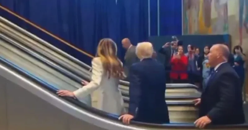 Yürüyen merdiven Trump binecekken arızalandı! Beyaz Saray dan açıklama geldi Sözcü Gazetesi