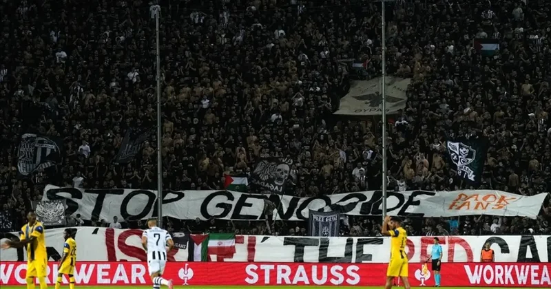 Yunan takımı, Maccabi maçında Gazze yi unutmadı! İsrail e sert tepki