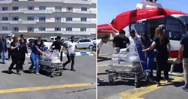 Ağrı da solunum rahatsızlığı yaşayan bebek ambulans helikopterle Bitlis e nakledildi Sağlık Haberleri