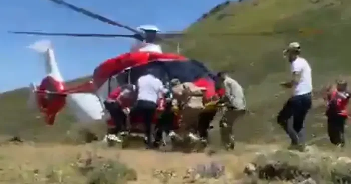Yaylada yaralanan vatandaş helikopterle hastaneye kaldırıldı