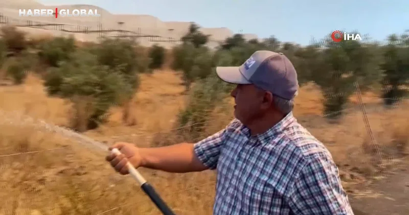 Antalya’da alevlerin yaklaştığı mahallede vatandaşlar hortumlarla nöbette