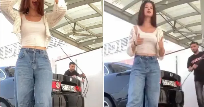 O mesafeden tazyikli su sıkılır mı? Genç kız hayatının şokunu yaşadı