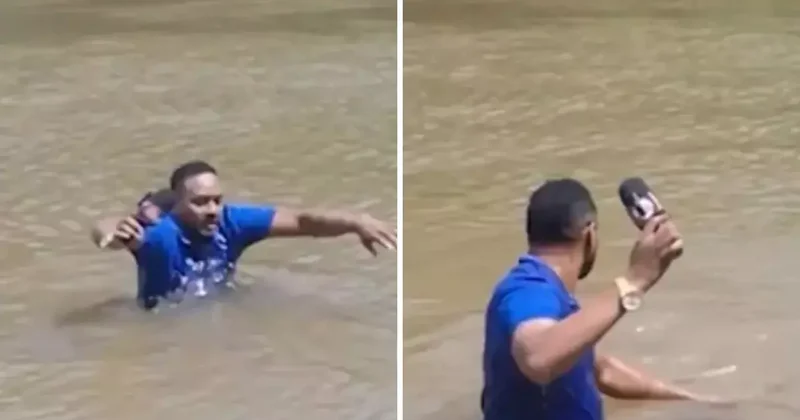 Gazeteci, kayıp kızla ilgili haber yaparken nehirde kızın cesedine bastı