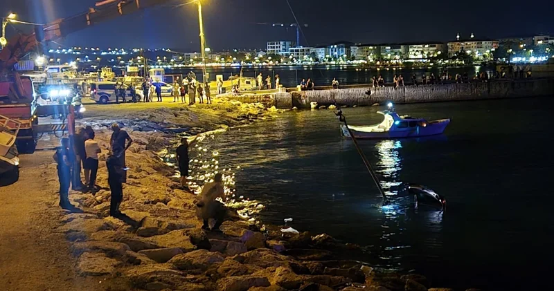 Silivri de otomobil denize uçtu