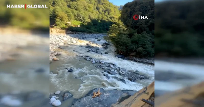 Rize de sel ve heyelanlar sonrası riskli kayalara ilginç temizlik