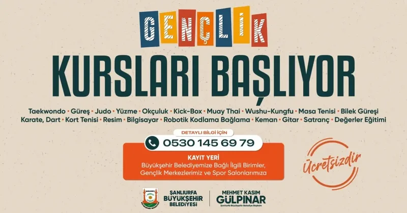 Şanlıurfa Büyükşehir Belediyesi’nin gençlik kursları başlıyor
