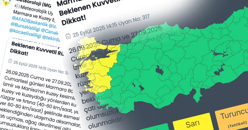 Meteoroloji den Marmara ve Kuzey Ege’de kuvvetli rüzgâr ve fırtına uyarısı
