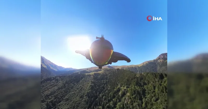 Trabzon da bir ilk! Sümela Manastırı na doğru nefesleri kesen yarasa uçuşu