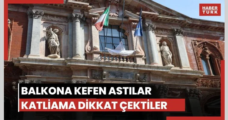 Balkonlara kefen astılar