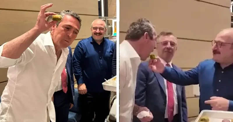 Fenerbahçe Başkanı Ali Koç, final öncesi Mustafa Varank ın elinden baklava yedi