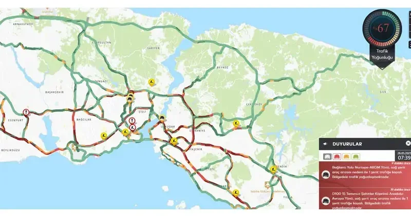 İstanbul da haftanın ilk günü yoğun trafik