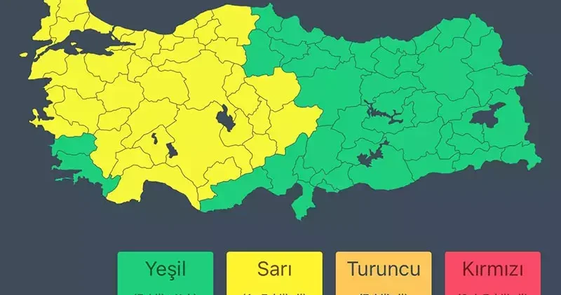 İçişleri Bakanlığı ndan 38 kent için sarı kodlu uyarı