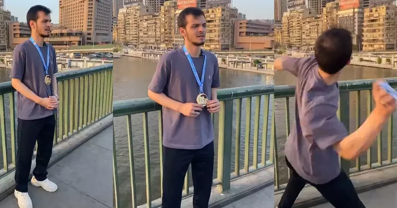 Filistin bayrağı açan Sakaryalı sporcu tehdit edildi, madalyasını suya attı
