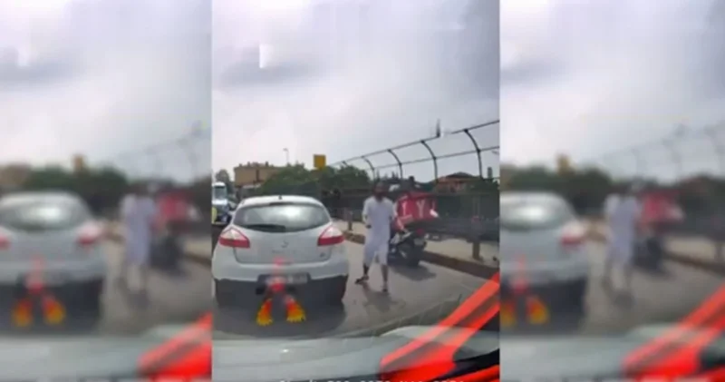 Karayolu çalışanının üzerine bıçakla yürüyen sürücü yakalandı