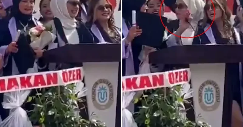 Mezuniyet törenine damga vuran an! Mikrofonun açık olduğunu fark eden genç kız utandı
