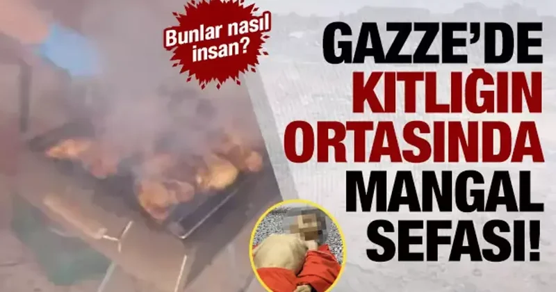 Gazze ye kıtlık yaşatan İsrail askerleri enkazın ortasında mangal yaptı!
