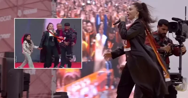Ebru Yaşar, Galatasaray ın şampiyonluk kutlamasında kızı ve oğluyla sahneye çıktı