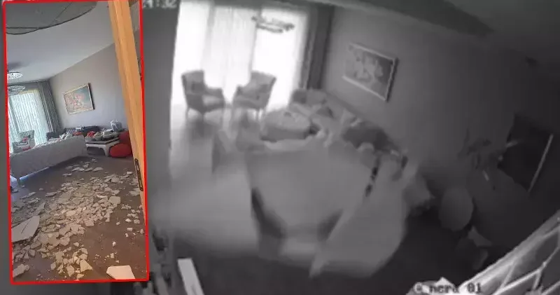 Sarıyer’de villanın tavanının 3 gün arayla 2 kez çöktüğü anlar kamerada