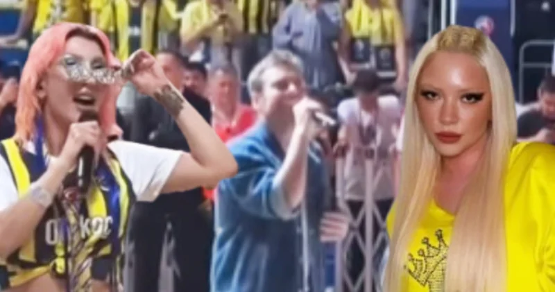 Hande Yener, Ece Seçkin ve Murat Dalkılıç, şampiyonluk kutlamasında sahneye çıktı Magazin haberleri