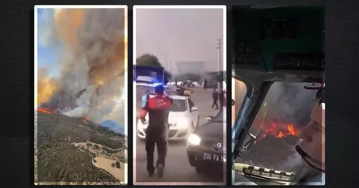 İzmir alev alev! Aliağa daki orman yangını Foça’ya doğru genişledi çok sayıda ev tahliye edildi!