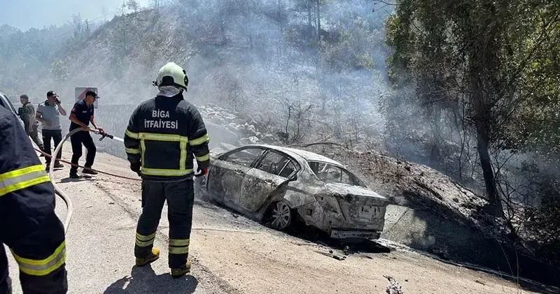 İstinat duvarına çarpan otomobil alev aldı: 1 ölü, 2 yaralı