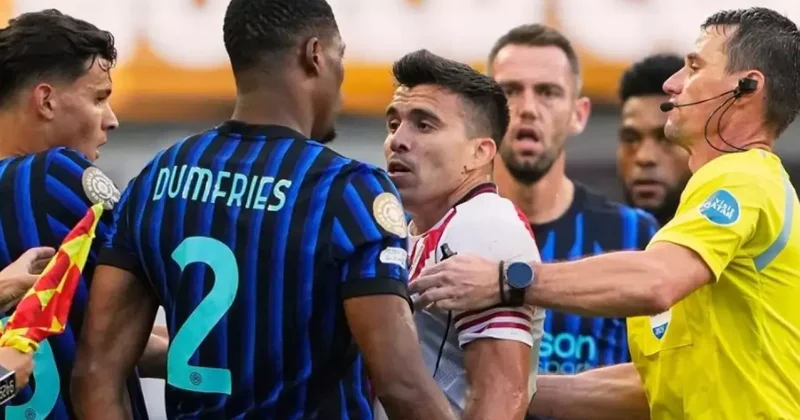 Inter River Plate maçında ortalık karıştı! Maç bitti ve Dumfries e sahayı dar ettiler