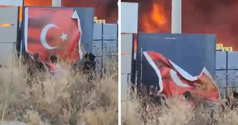 Alev alev yanan fabrikada kalan Türk bayrağını böyle kurtardı